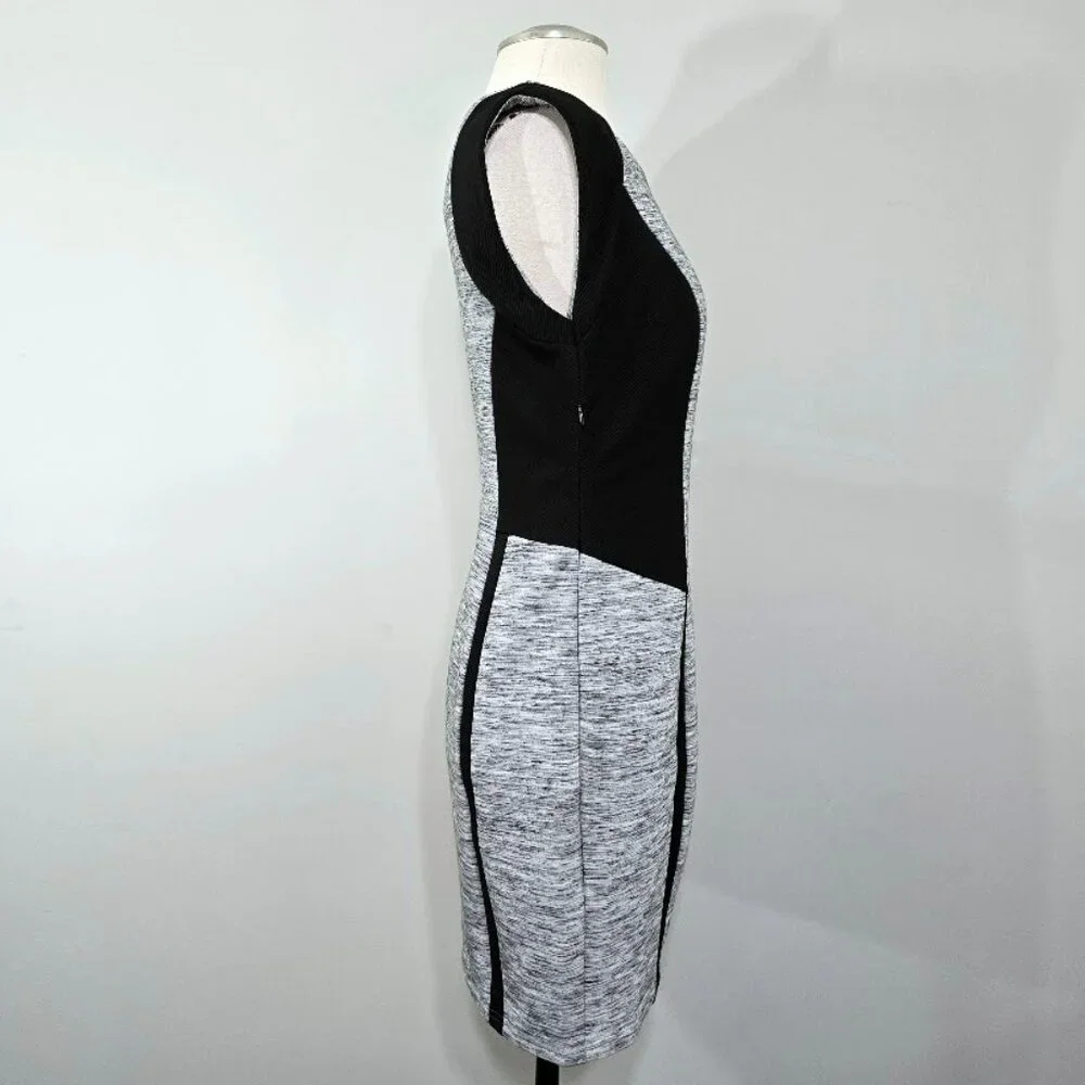 Nwt Harve Benard Black Gray Knit Dress XL Womens Cap Sleeve Knee Length Sheath